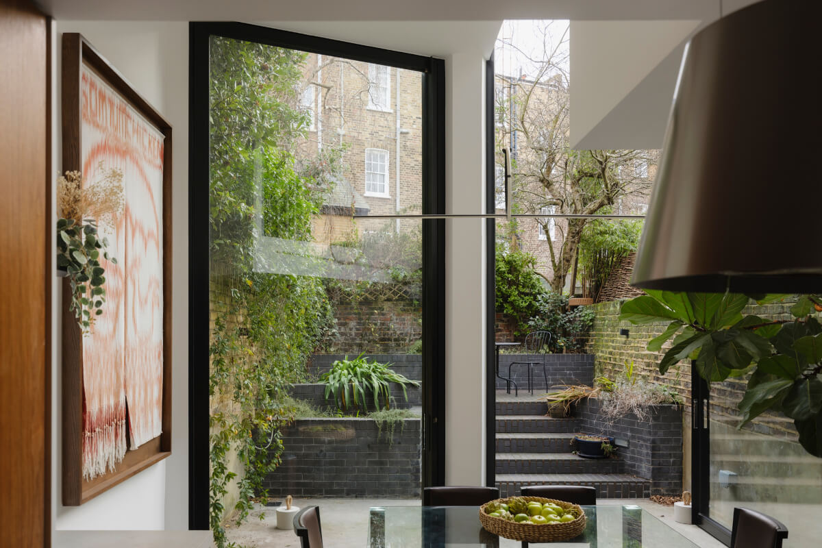 Five-Meter Glazed Garden Doors in an Expanded London Home 10 large windows kitchen