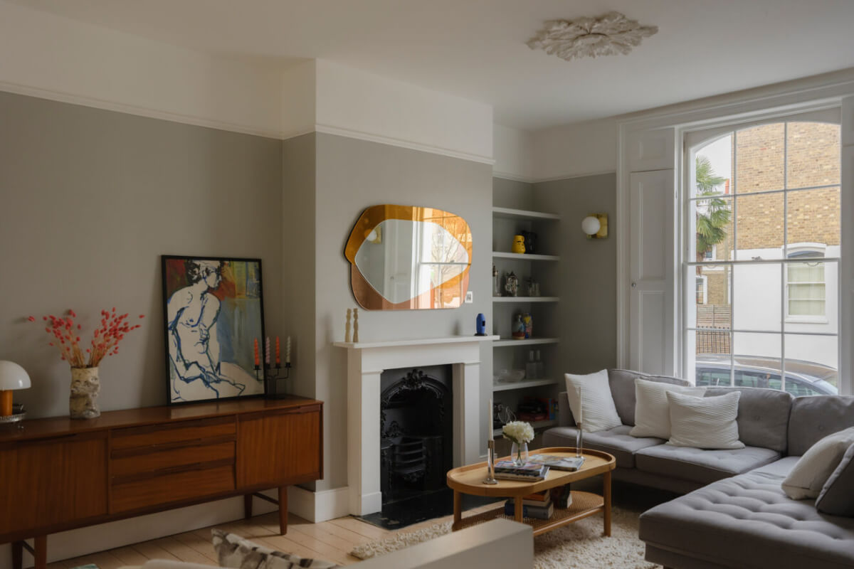 Five-Meter Glazed Garden Doors in an Expanded London Home 20 light gray living room fireplace
