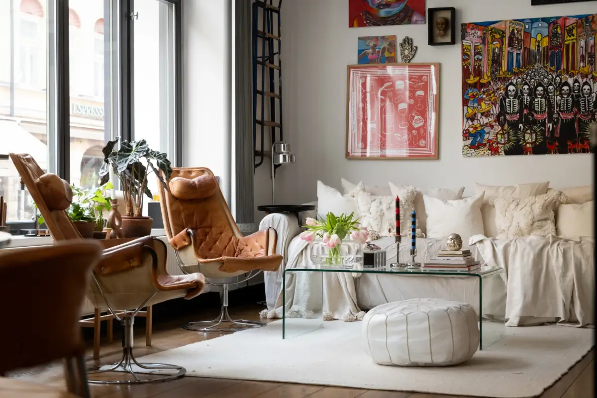 An Apartment with a Mirror Wall in a Former Stockholm Factory 6 living room detail