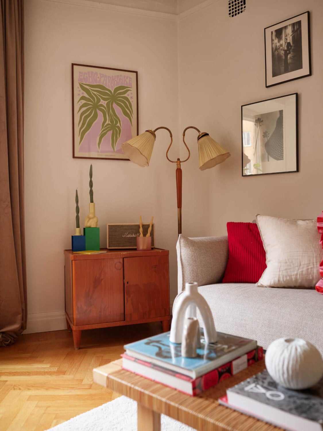 A Charming Small Apartment with a Fresh White Kitchen 5 living room detail