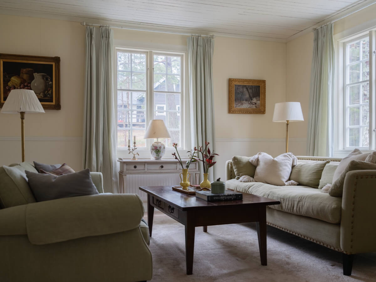 A Romantic Countryside Villa North of Stockholm 2 living room light yellow walls