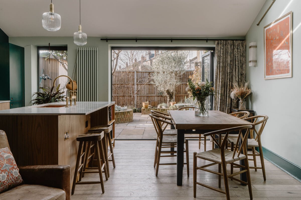 Moroccan-Inspired Designs in a Unique Artist Family Home in London 7 open plan kitchen dining space