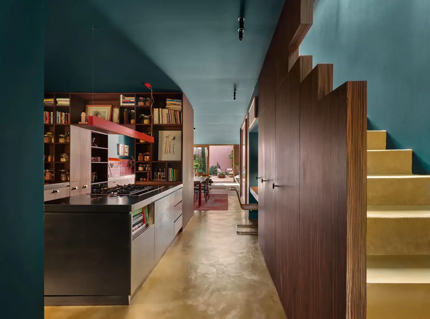 Colorful Contemporary Interiors in a 1930s Spanish House 7 open plan living space barcelona apartment