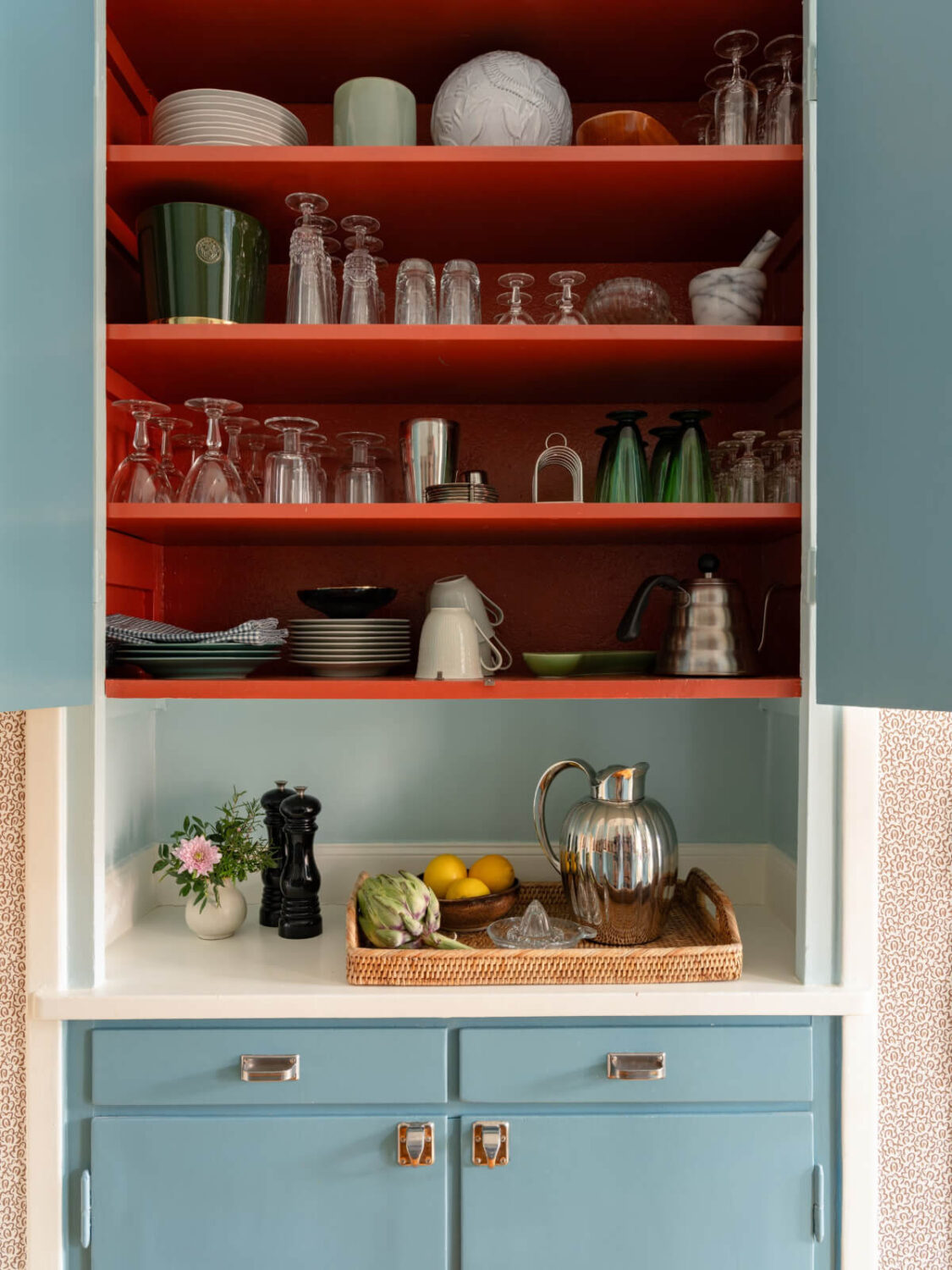The 2026 Color of the Year (with Color Palettes & Inspiration) 22 orange painted kitchen cabinet interior