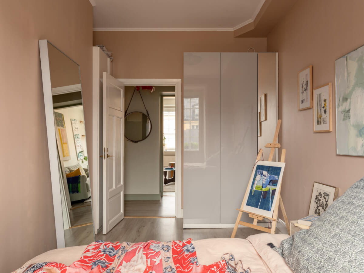 A Pink and Orange Bedroom in a Light Stockholm Apartment 21 pink bedroom wardrobes