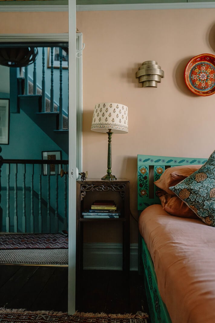 Moroccan-Inspired Designs in a Unique Artist Family Home in London 24 pink bedroom