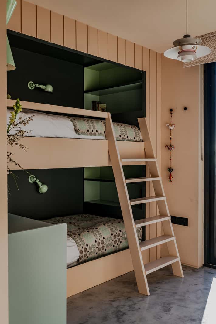 A Japanese-Inspired Timber Home with Views of a Lush Valley 20 pink bunk beds