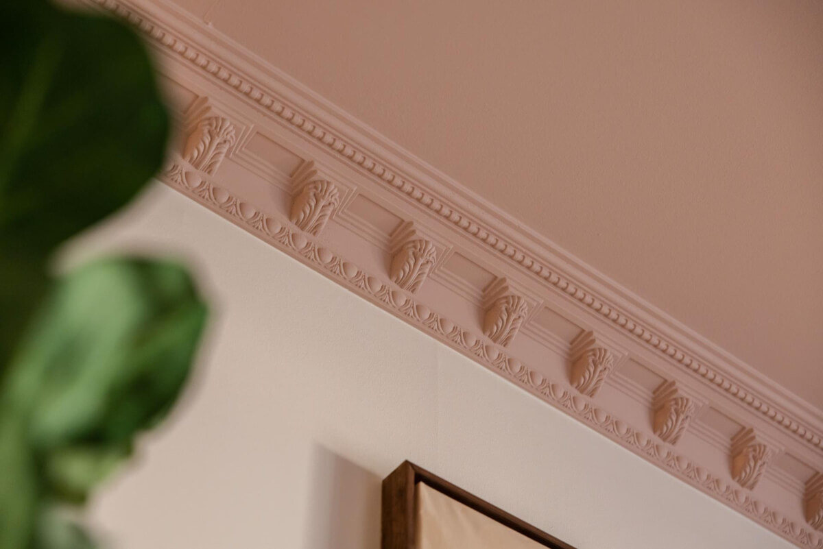 Pastel Colors and Contemporary Design in a Late 19th Century Apartment 6 pink stucco