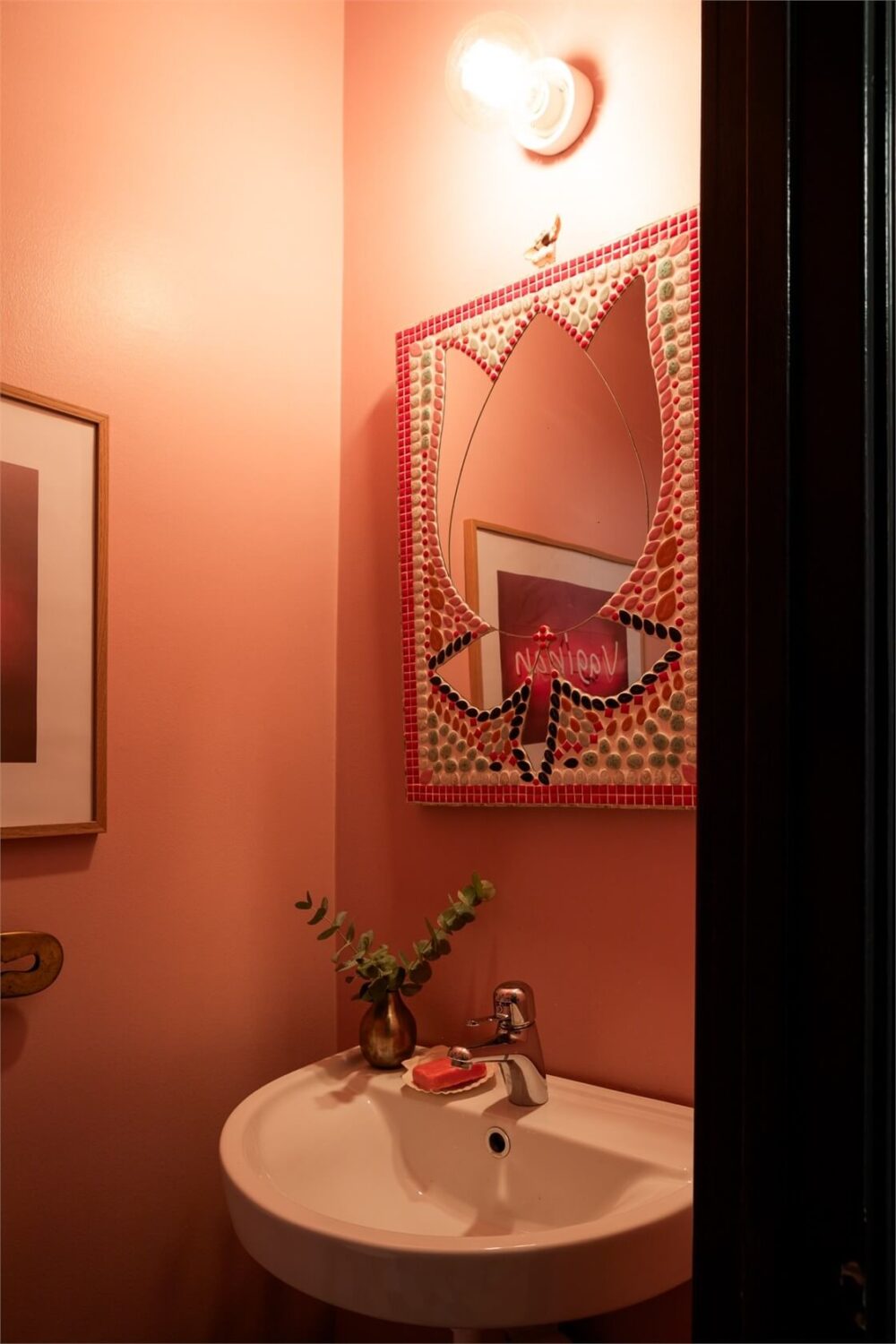 A Colorful Family Attic Apartment in Stockholm 46 powder room