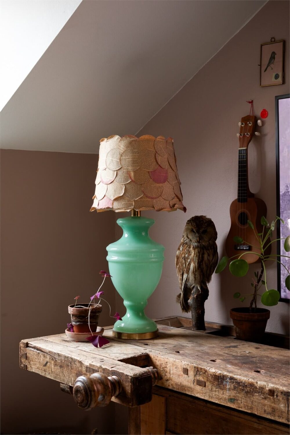 A Colorful Family Attic Apartment in Stockholm 7 rustic vintage side table