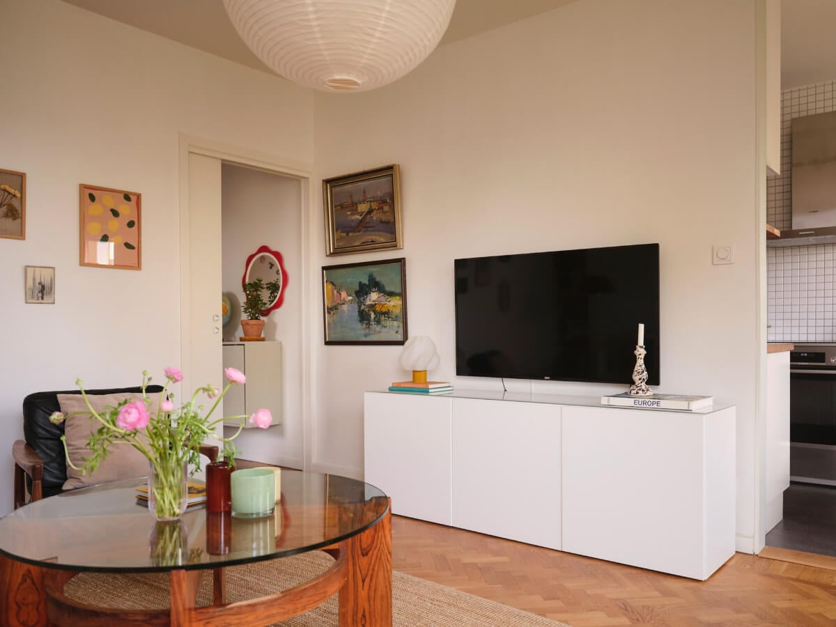 A Light Corner Apartment with Yellow Color Accents 7 semi open plan living space