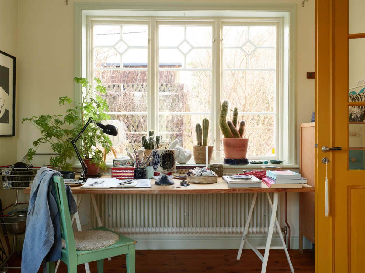 Colorful Interiors in a Wonderful Early 20th Century Swedish Villa 20 simple desk under window