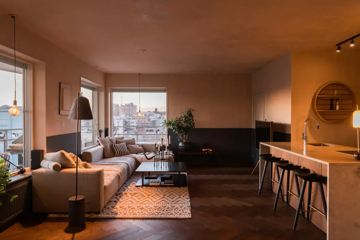 A Top Floor Swedish Apartment with a Huge Balcony 5 sitting room evening