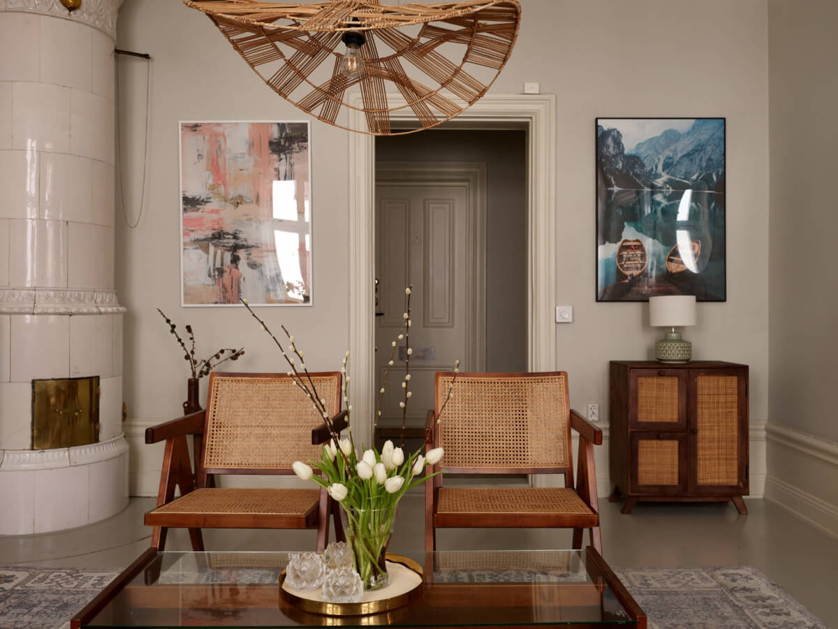A Calm Gray Color Palette in a Charming Stockholm Apartment 4 small light gray living room fireplace