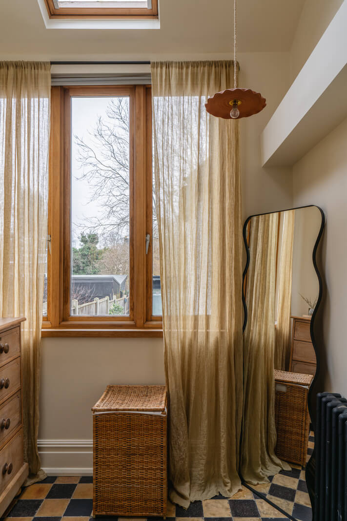 A Charming Garden Apartment in a Victorian House 15 small wardrobe room checkerboard floor