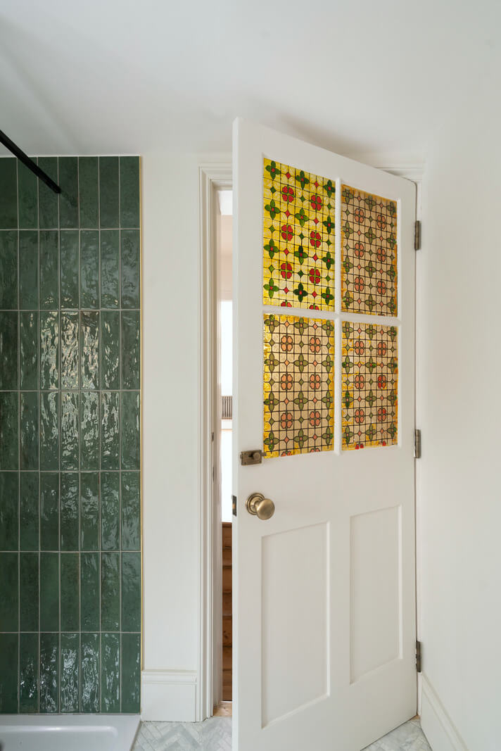 A Renovated Georgian House with an Extended Kitchen 26 stained glass door