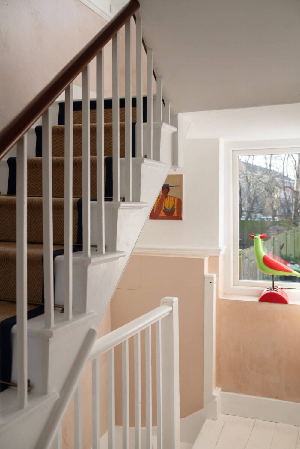 A Bright Victorian House with Plaster Walls and Blue Rooms 18 staircase plaster walls