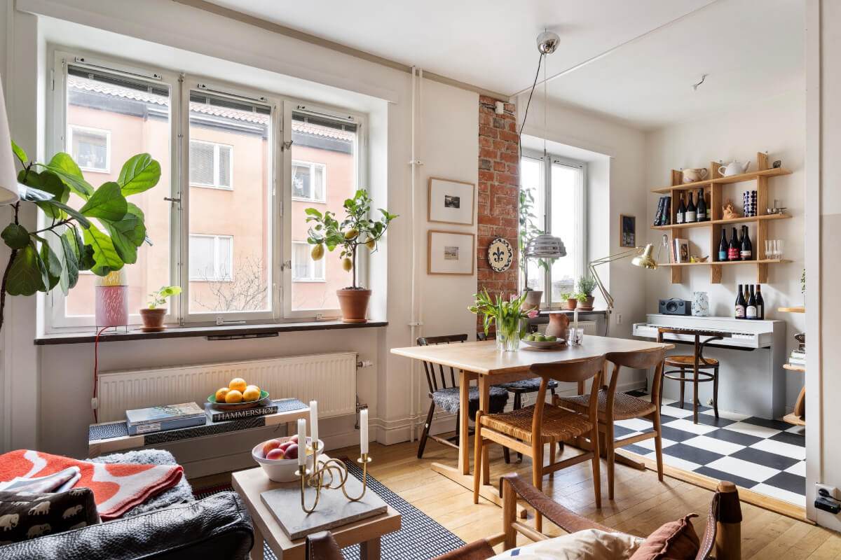 A Studio Apartment with Exposed Brick and Original Details 2 studio apartment semi open layout