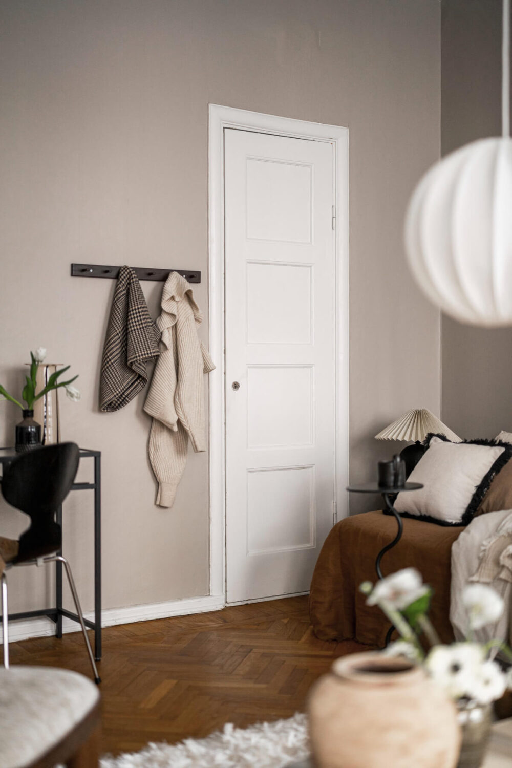 A Light Swedish Studio in an Early 20th Century Building 9 studio built in wardrobe