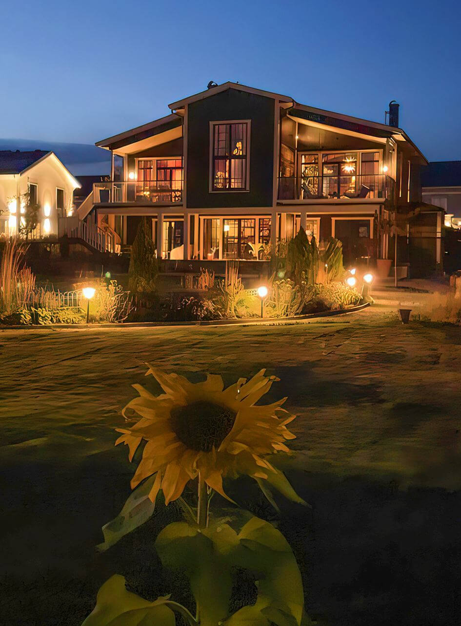 English Manor Style Interiors in a New Swedish Home with Lake Views 31 swedish home at night