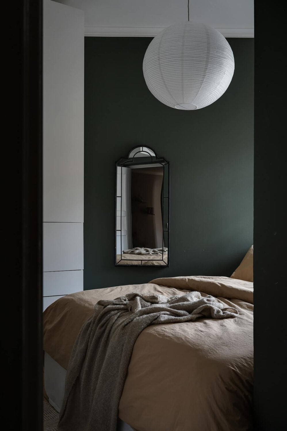 A Gothenburg Apartment with a Small Dark Green Bedroom 21 tiny dark painted bedroom