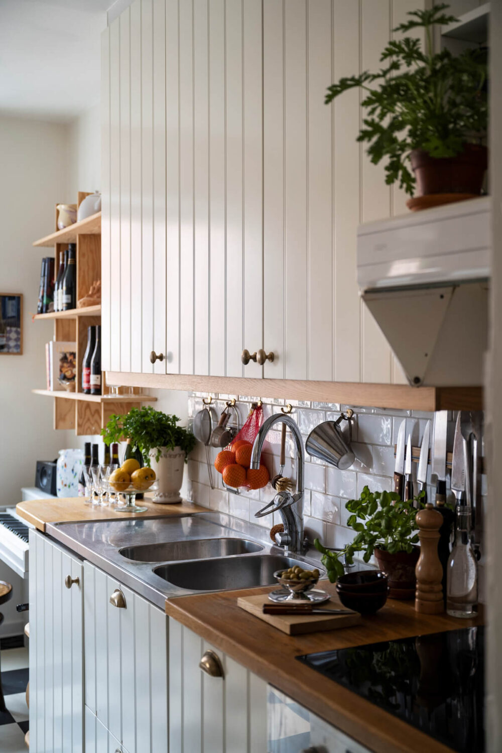 A Studio Apartment with Exposed Brick and Original Details 12 traditional kitchen wooden countertop
