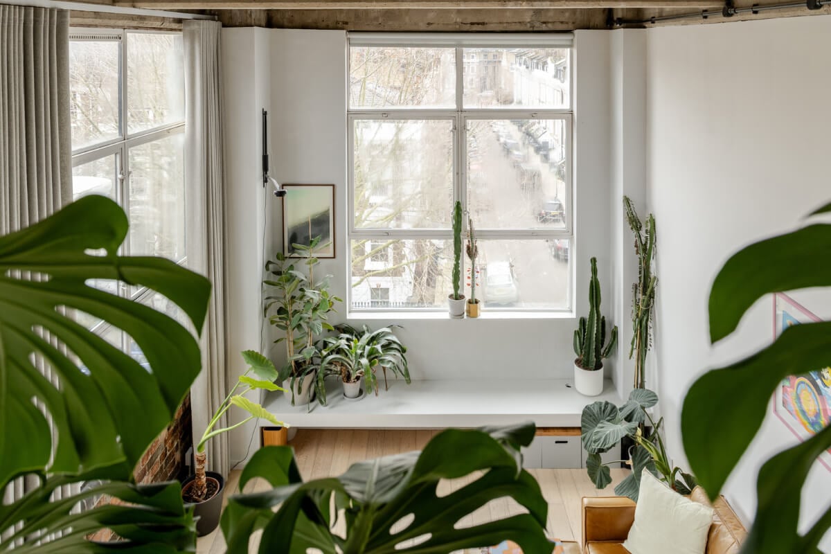 A Plant-Filled Loft Apartment in a Former Clothing Factory 6 view from above living space
