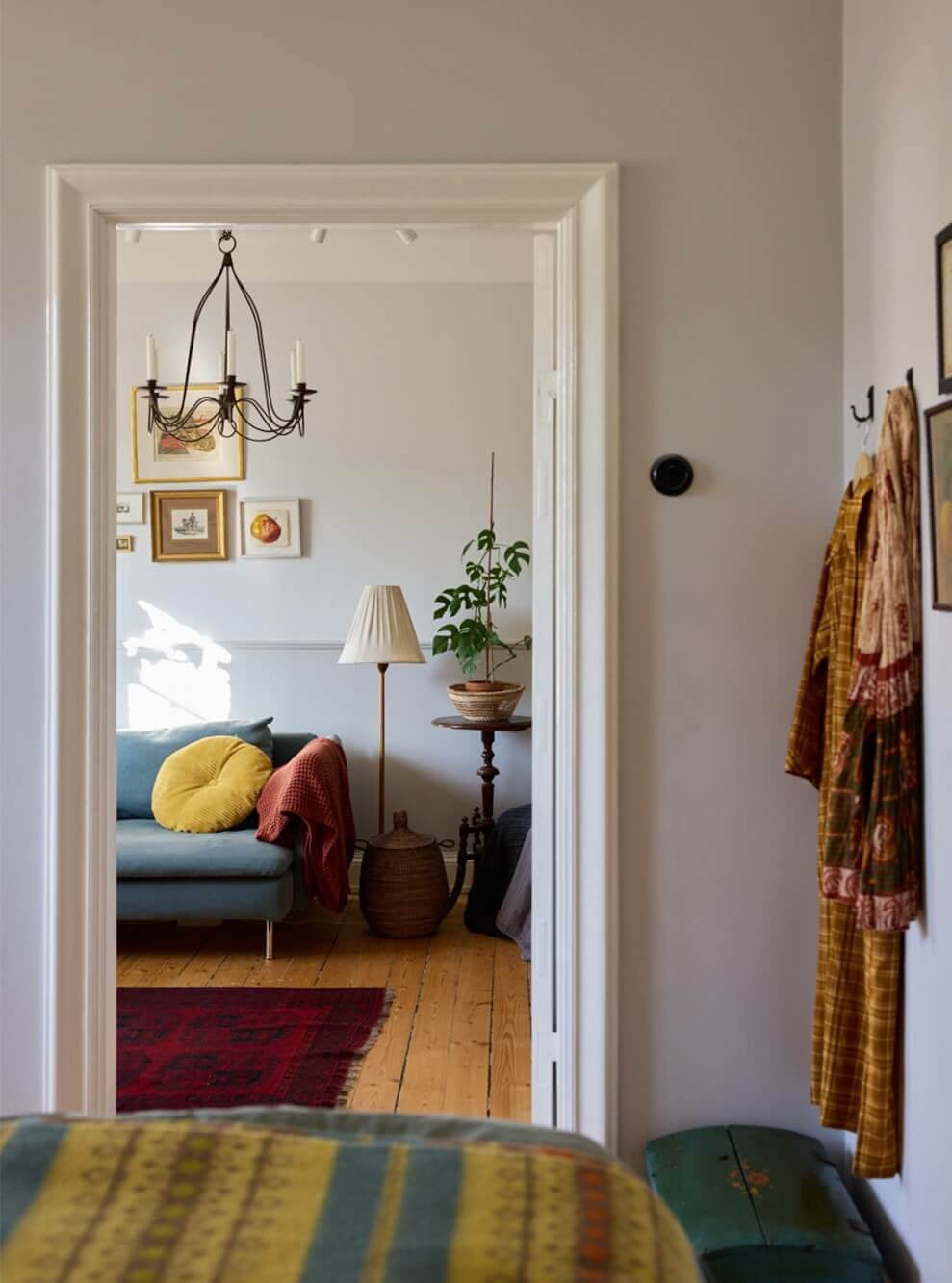 A Charming Apartment with Period Details in Malmö 4 view into living room