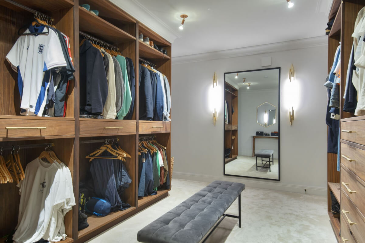 English Manor Style Interiors in a New Swedish Home with Lake Views 23 walk-in closet