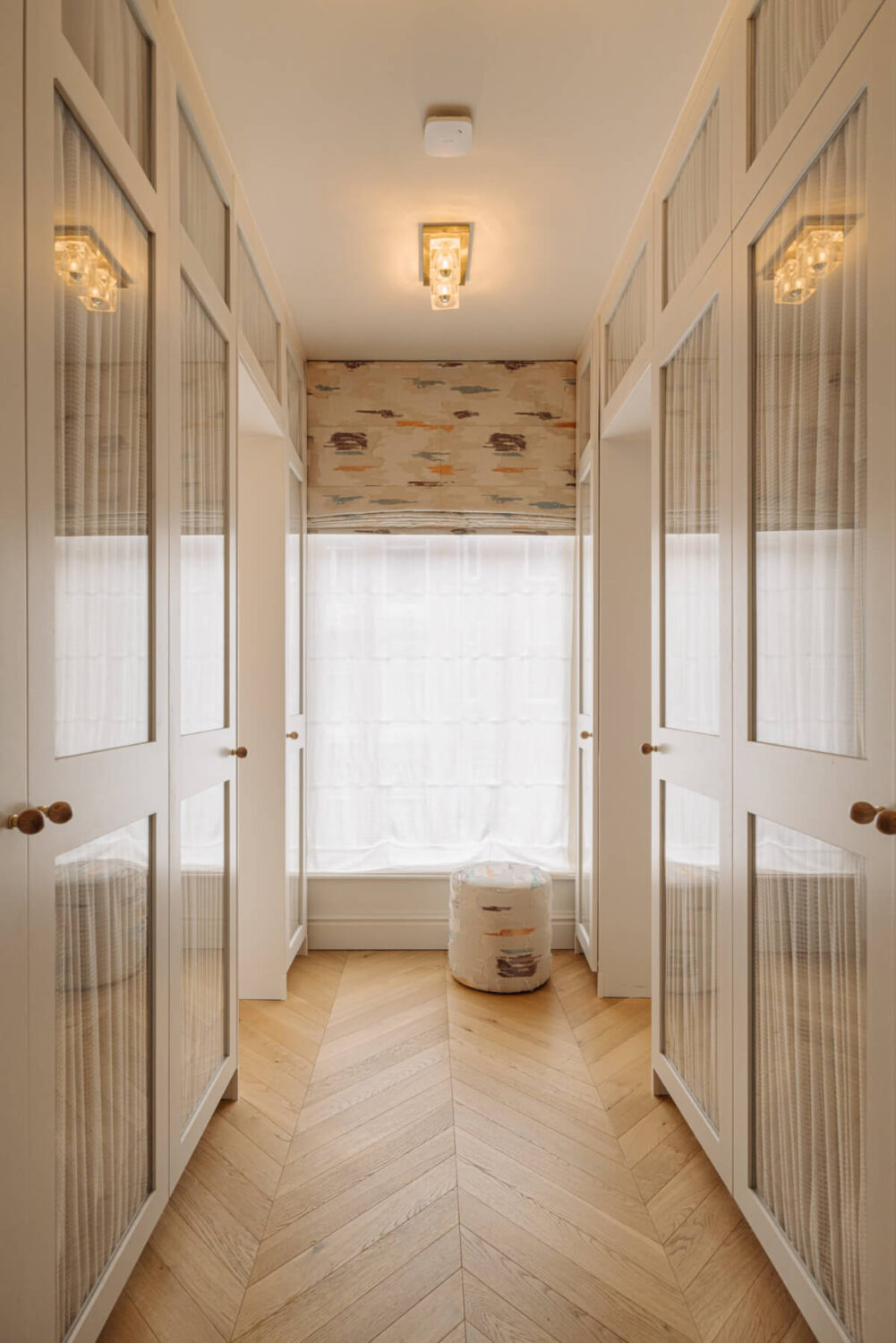 A Luxurious Apartment in Amsterdam with a Lovely Master Suite 13 walk in wardrobe glass fronted doors with curtains