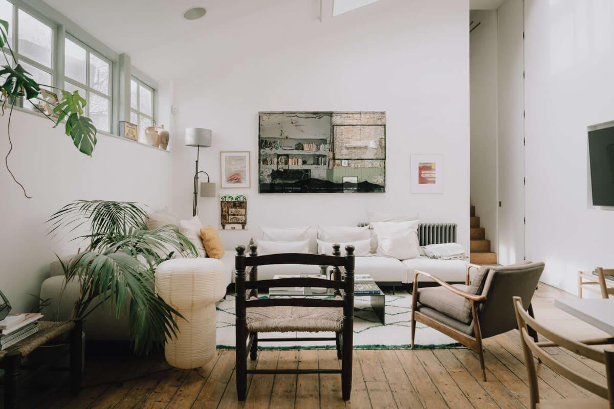 A London Basement Apartment in a Former Wood Workshop 6 white sitting room basement apartment