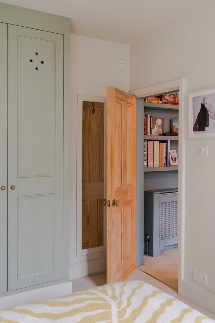 A Calm & Stylish Color Palette in a Small London Apartment 14 wooden bedroom door