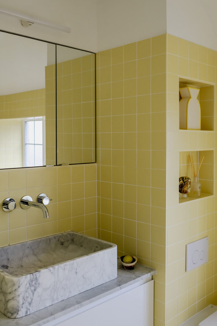 The 2026 Color of the Year (with Color Palettes & Inspiration) 36 yellow tiles with storage niches bathroom nordroom