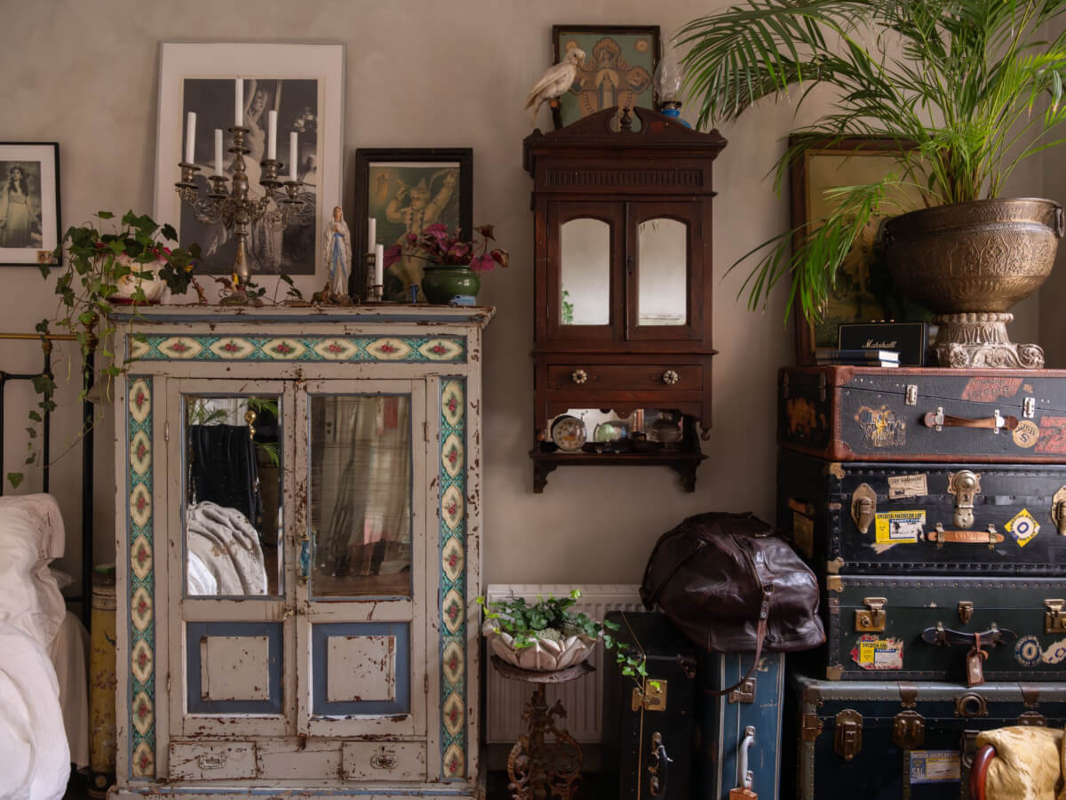 Time Has Stood Still in This Stockholm Studio Apartment 3 antique cabinets
