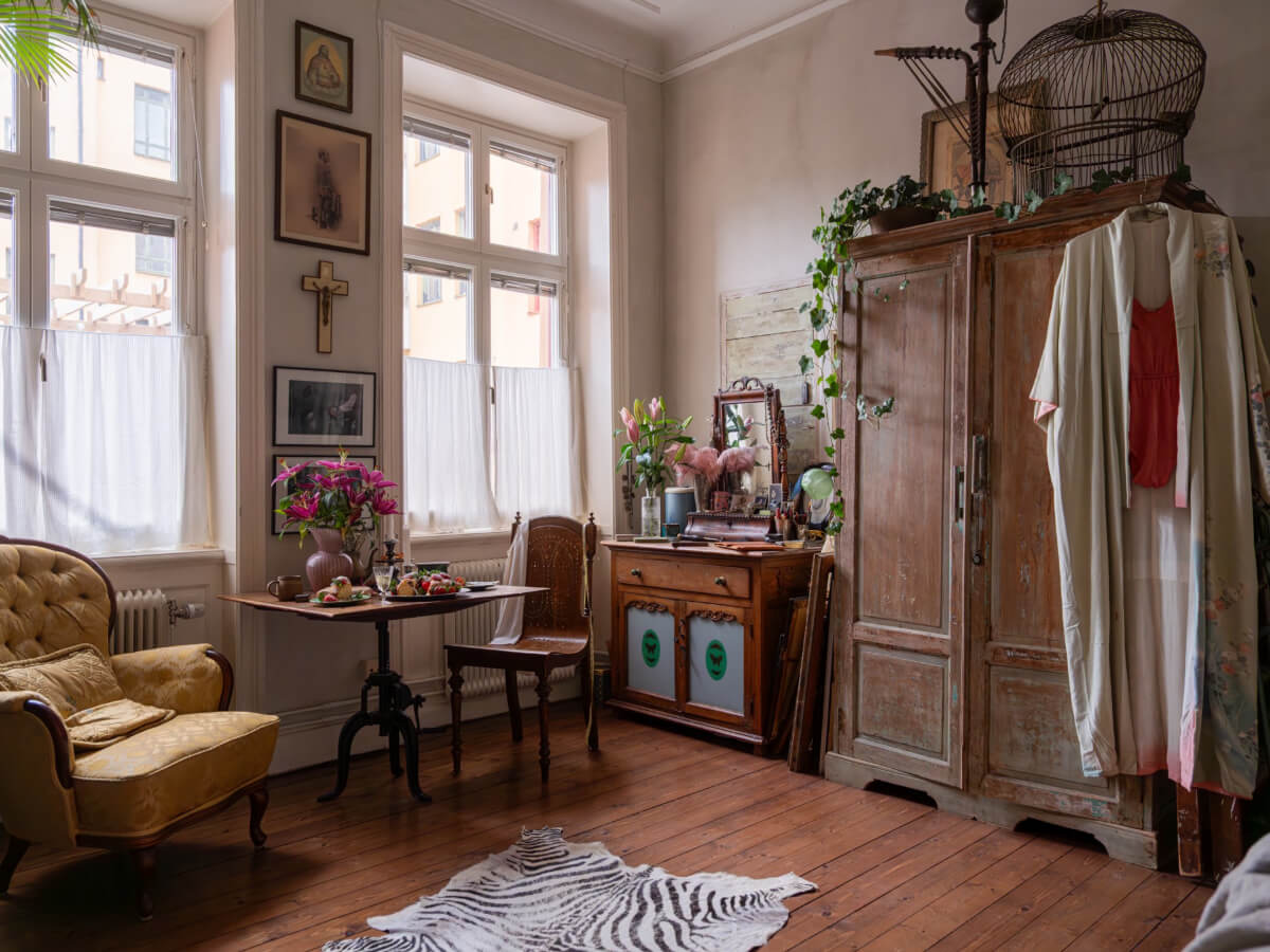 Time Has Stood Still in This Stockholm Studio Apartment 5 antique furniture studio apartment