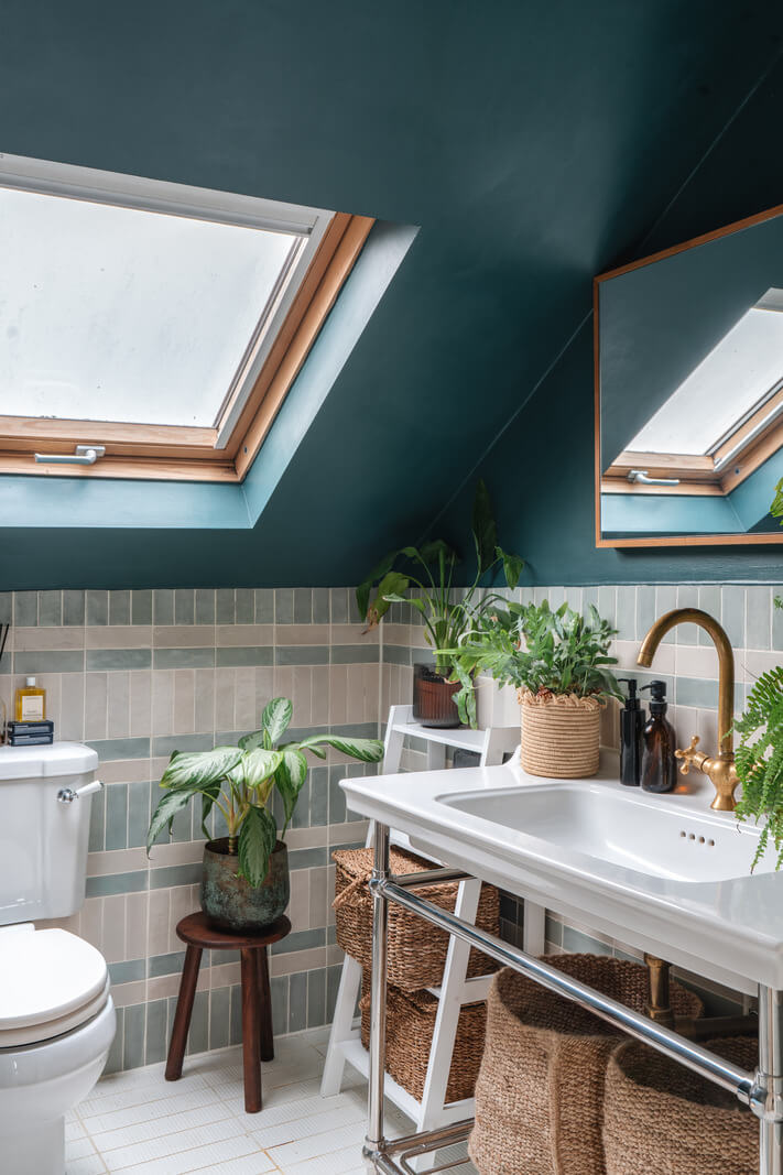 A Cozy Two-Bedroom Attic Apartment in a Victorian Townhouse 18 bathroom slanted ceiling blue walls