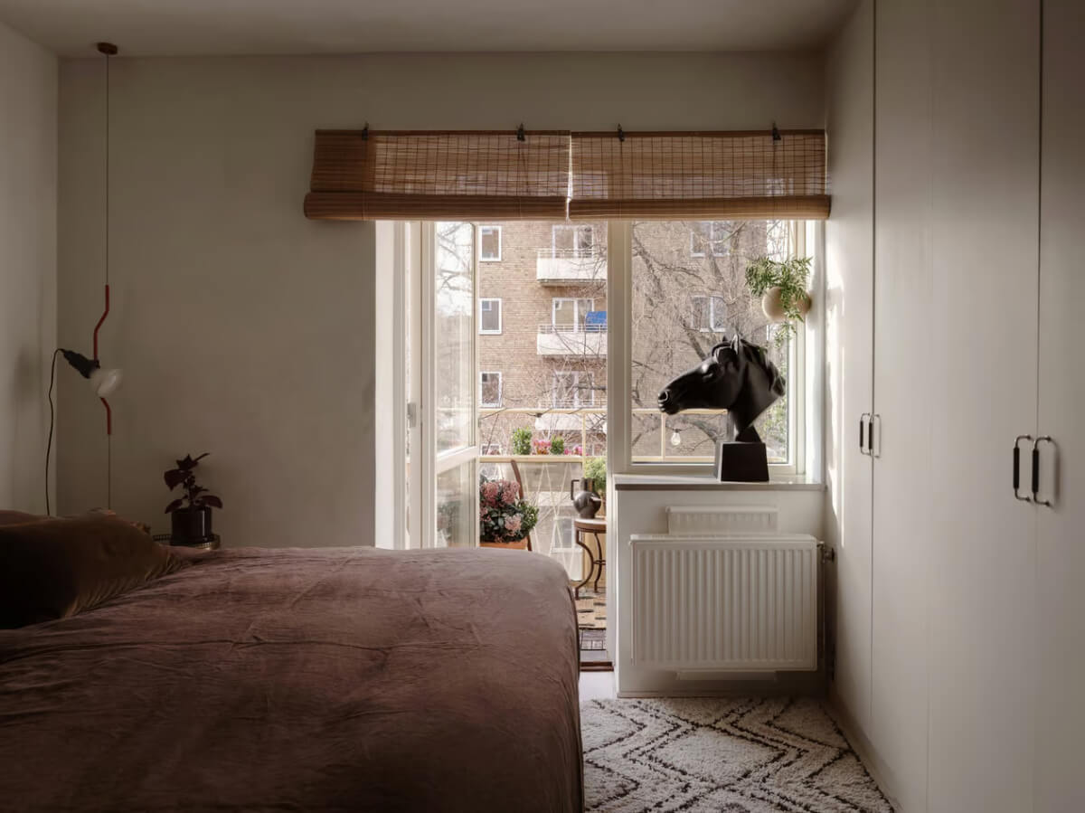 Limewash Walls in Muted Tones in a Swedish Apartment 12 bedroom built-in wardrobes balcony