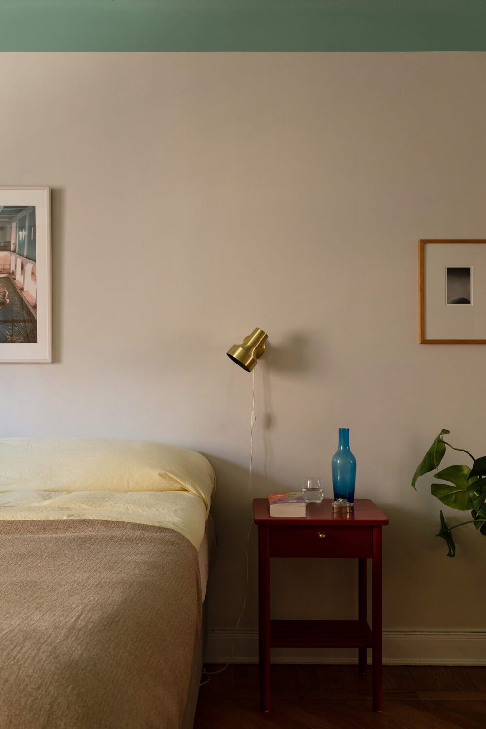 A Swedish Apartment with Period Features and Charming Color Pops 23 bedroom nightstand