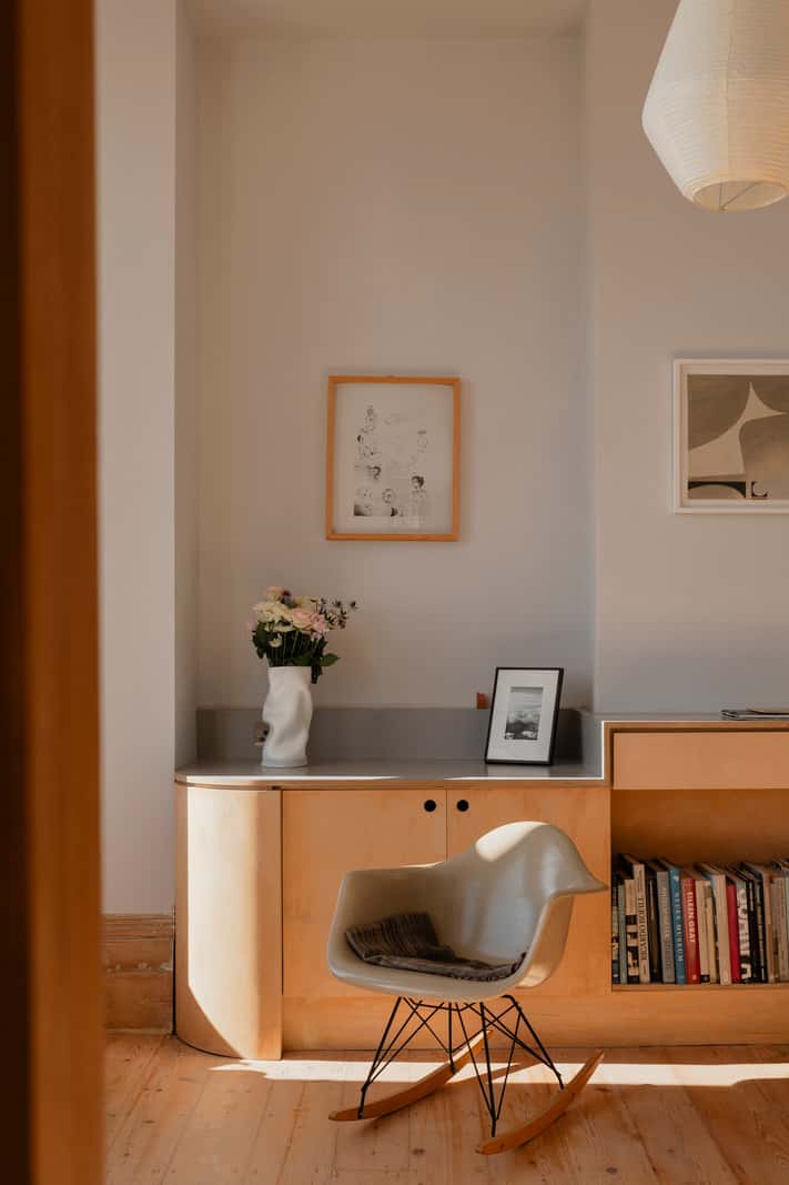 Bespoke Furniture in a Restored Seaside Apartment in England 4 birch ply cabinets
