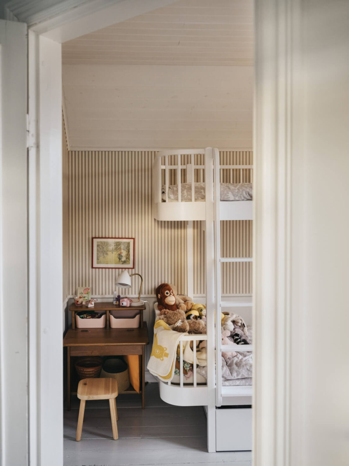 Light-Filled Rooms in a Charming 1907 Swedish Villa 25 childrens bedroom striped wallpaper