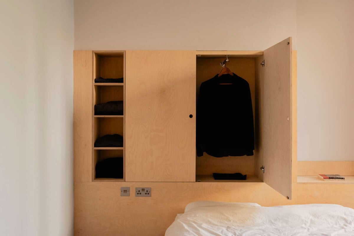 Bespoke Furniture in a Restored Seaside Apartment in England 18 custom birch ply wardrobes