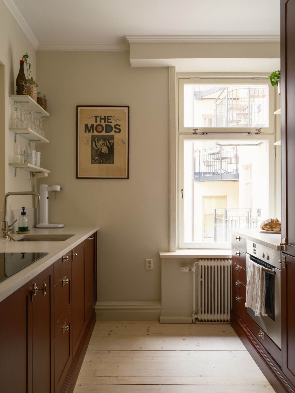 dark red kitchen cabinets shelves