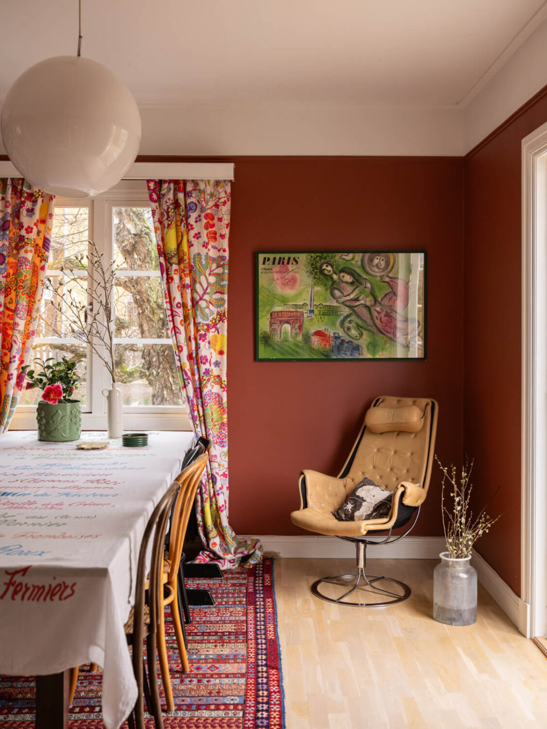 A Beautiful Renovated Family Home with a Charming Garden 9 deep red dining room