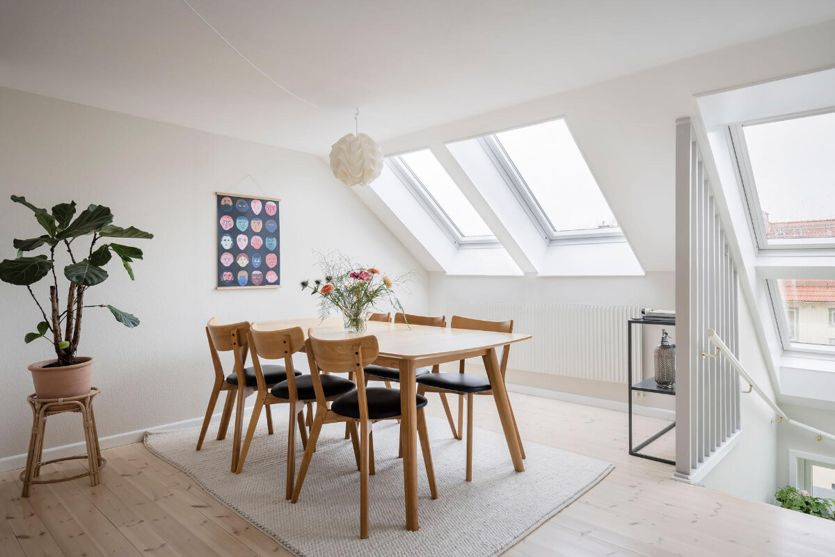 Timeless Charm and Contemporary Design in a 1930s Duplex Apartment 22 dining area skylights