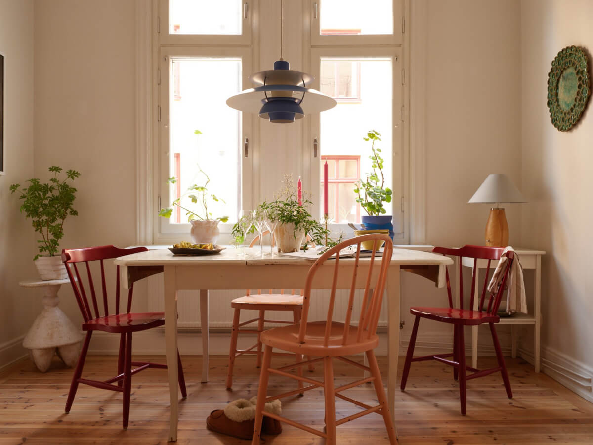 Revisiting a Bright Scandi Apartment with a Gray Kitchen 2 dining table