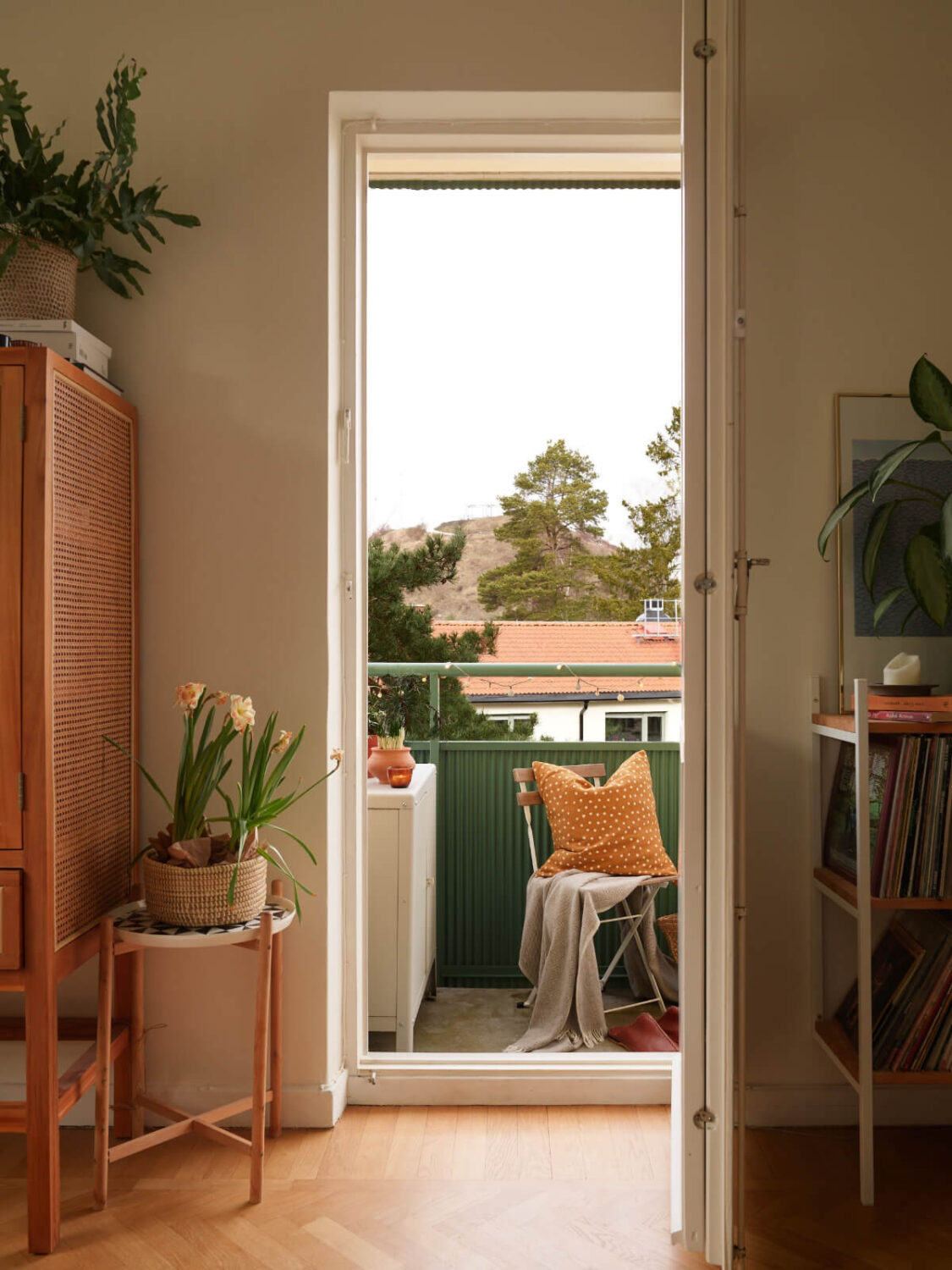 A Renovated 1940s Apartment with Colorful Bedrooms 7 door to balcony
