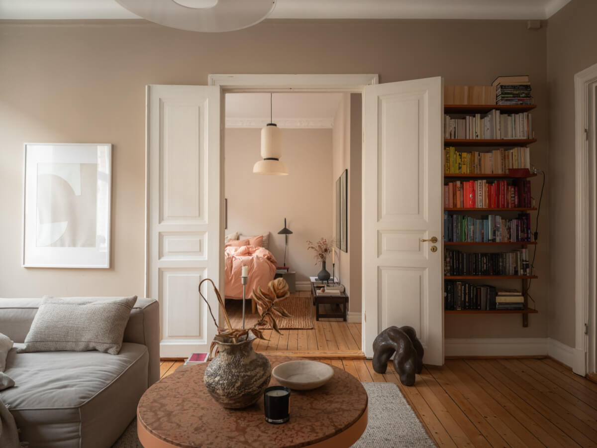 A Calm Color Palette in a Charming Swedish Apartment 6 double wooden doors