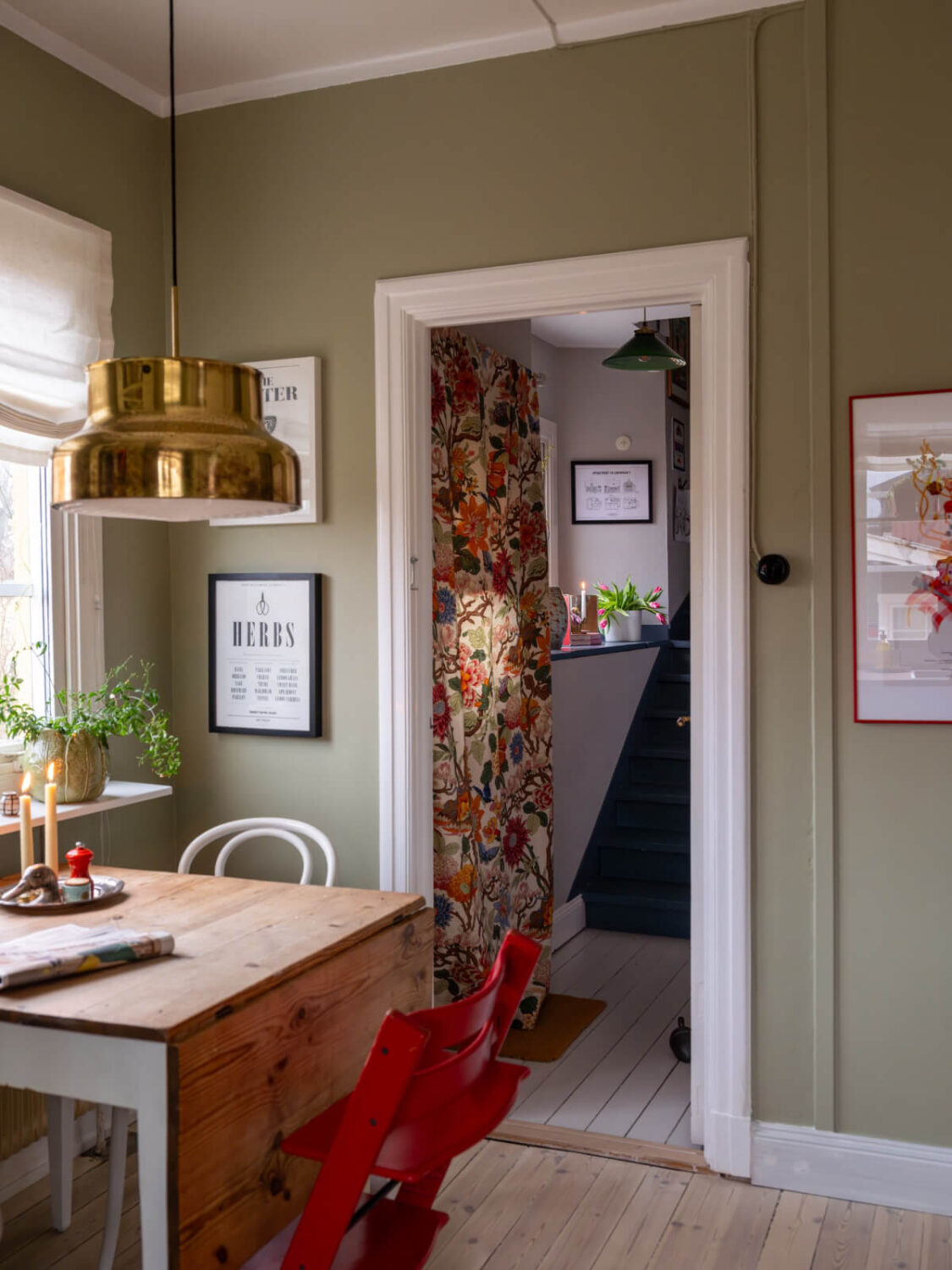 A Beautiful Renovated Family Home with a Charming Garden 17 hall with colorful curtain