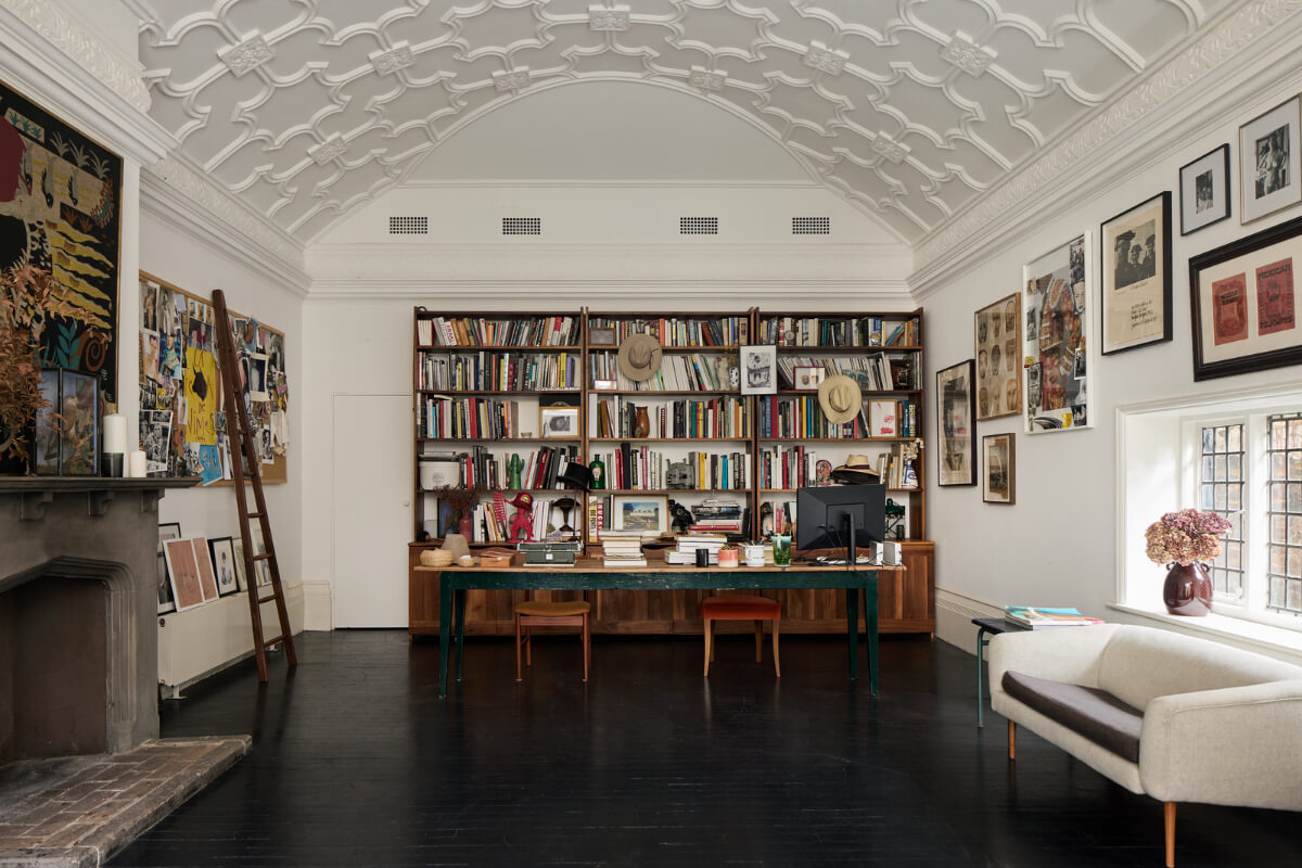 An Early Victorian House with a Unique Barrel-Vaulted Artist's Studio 8 home office arched ceiling