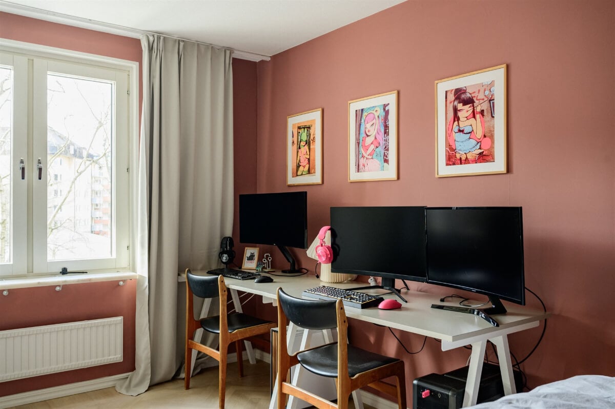 Colorful Rooms in a Bright Two-Bedroom Stockholm Apartment 20 home office